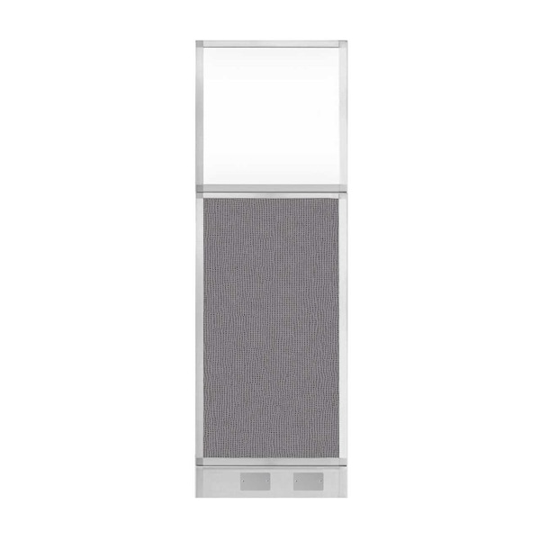 Hush Panel Configurable Cubicle Partition 2' x 6' Slate Fabric Clear Window w/ Cable Channel